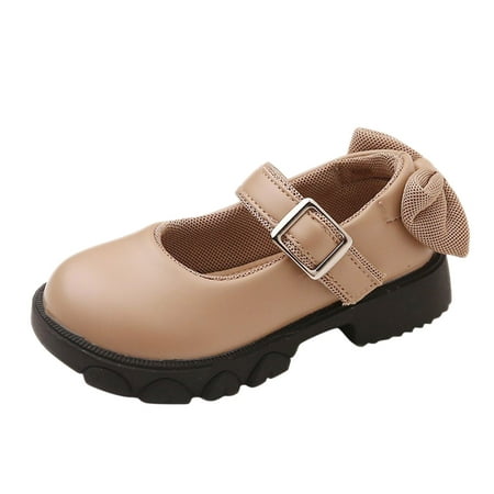 

NECHOLOGY Fashion All Seasons Children Casual Shoes Girls Thick Sole Non Slip Solid Color Buckle Back Bowknot Toddler Shows Girls Khaki 10.5 Years