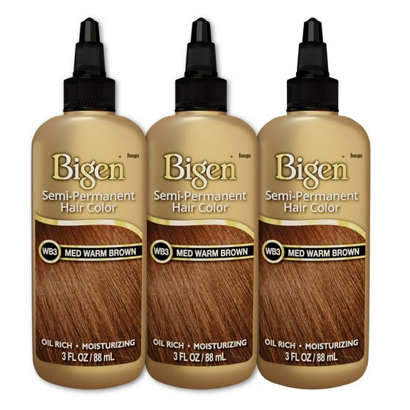 Bigen Semi-Permanent Hair Color WB3 Medium Warm Brown 3-Pack
