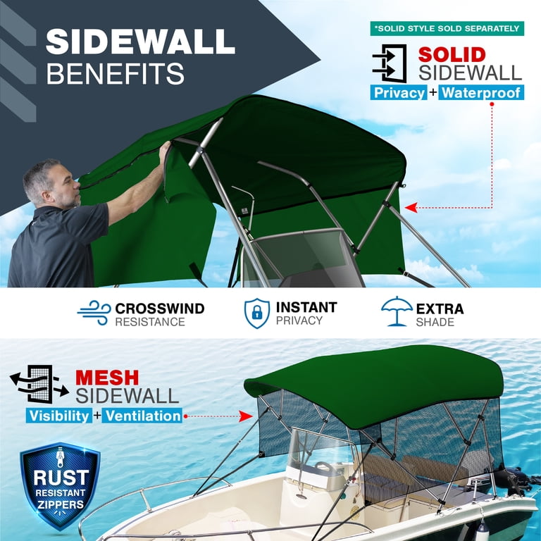 3 Bow Bimini Tops For Boats Marine Grade Canvas Bimini Top Cover With 2 Adjustable Rear Support Poles Removable Mesh Sidewalls 2 Straps Zippered Storage Boot 6l X 46 H Ggve3838 3 Bow Bimini Tops For Boats Marine Grade Canvas Bimini Top Cover With 2 Adjustable Rear Support Poles Removable Mesh Sidewalls 2 Straps Zippered Storage Boot 6l X 46 H Ggve3838