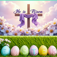 thumbnail image 3 of LUUFILx Easter He is Risen Backdrop Banner Spring Church Decoration Floral Cross Background Religious Event Supplies Party Celebration Decor Christian, 3 of 8