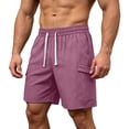 thumbnail image 5 of Hurxie Mens Casual Sweat Cargo Shorts Drawstring Elastic Waist Short Athletic Workout Gym Jogger Shorts with Pockets Purple,L, 5 of 5
