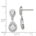 thumbnail image 2 of Sterling Silver Cubic Zirconia Pear With Halo Post Dangle Earrings - Measures 23x9mm Wide, 2 of 2