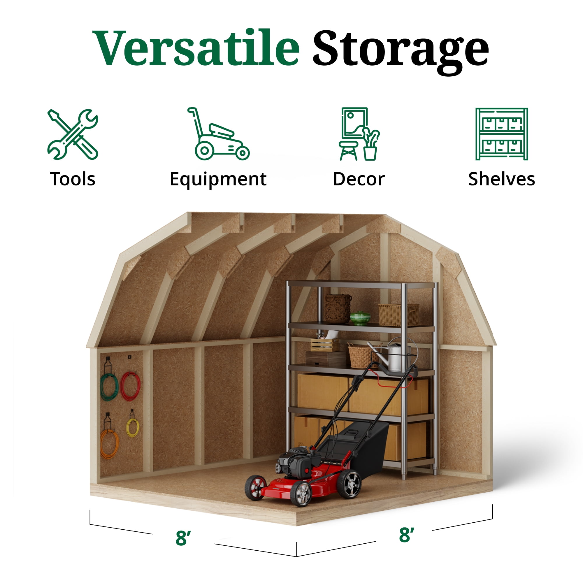 Little Cottage Co. 8x8 Value Gambrel Barn with 4 ft. Sidewalls, Outdoor Wood Storage Shed Do-It-Yourself Precut Kit