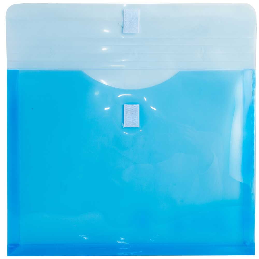 JAM Paper Plastic Hook & Loop Envelopes, 9 5/8 x 11 5/8, 1in Expansion, Blue, 6 per Pack