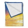 thumbnail image 2 of Sunset Soft Flannel Fleece Throw Blanket, Horizon Sky at the Beach with Rocks Surreal Tropical Serene Landscape, Cozy Plush for Indoor and Outdoor Use, 50" x 60", Royal Blue Marigold, by Ambesonne, 2 of 5