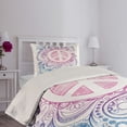 thumbnail image 4 of Ambesonne Groovy Quilted Coverlet 2 Pcs, Peace Sign and Swirls, Twin Size, Pink Blue White, 4 of 5