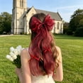 thumbnail image 3 of 39.37 Inch Sheer Organza Bow Hair Clips with Long Ribbon Tassels for Bridal and Parties,Colour as Pictured, 3 of 6