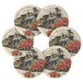 thumbnail image 2 of 6 Pcs Drink Coasters with Holder 3.94in Woven Coasters for Drinks Old Train with Flowers Coaster Set for Protection Table, 2 of 7