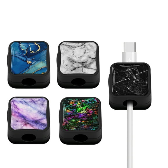 WIRESTER 5-Pack Magnetic Cable Clips, Cord Organizer Holder for Desk, Wall, Car - Marble Pattern