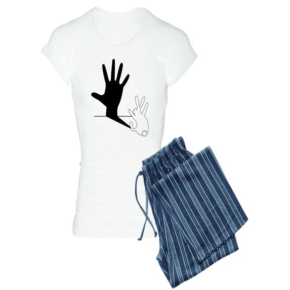 CafePress - Rabbit Hand Shadow - Women's Light Pajamas