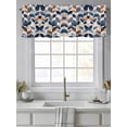 thumbnail image 4 of Navy Blue Burnt Orange Botanical Curtain Valances for Windows, Wildflower Palm Leaf Kitchen Valance Window Treatment, Light Filtering Block Curtains for Bathroom/Bedroom/Living Room 42'' x 18'', 4 of 9