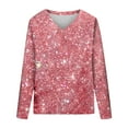 thumbnail image 6 of Sequin Holiday Tops for Women Party Night V Neck Sparkly Long Sleeve Top Glitter New Years Eve Tops Pink 2XL, 6 of 7