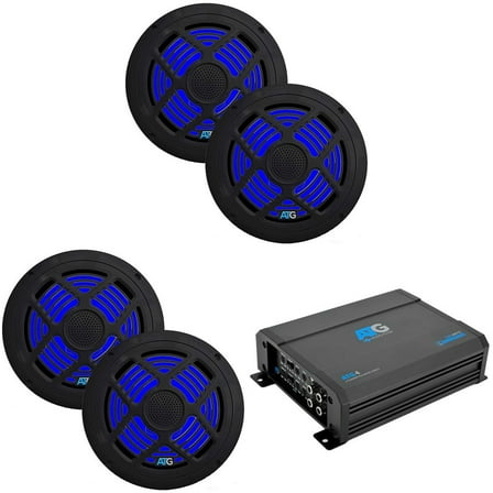 ATG Audio Marine Amplifier Plus (2) Pair of 6.5" Black Marine Coaxials