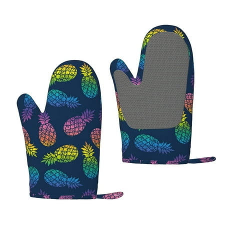 

Matuu Retro Bright Pineapple for Silicone Oven Gloves Heat Resistant Grilling Gloves Non-Slip Silicone Oven Mitt Great for Grilling Kitchen and Cooking