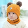 thumbnail image 3 of ZOELNIC Toddler Baby Soft Winter Warm Knitted Hat Earflap Beanie Scarf Set Caps- Yellow, 3 of 12