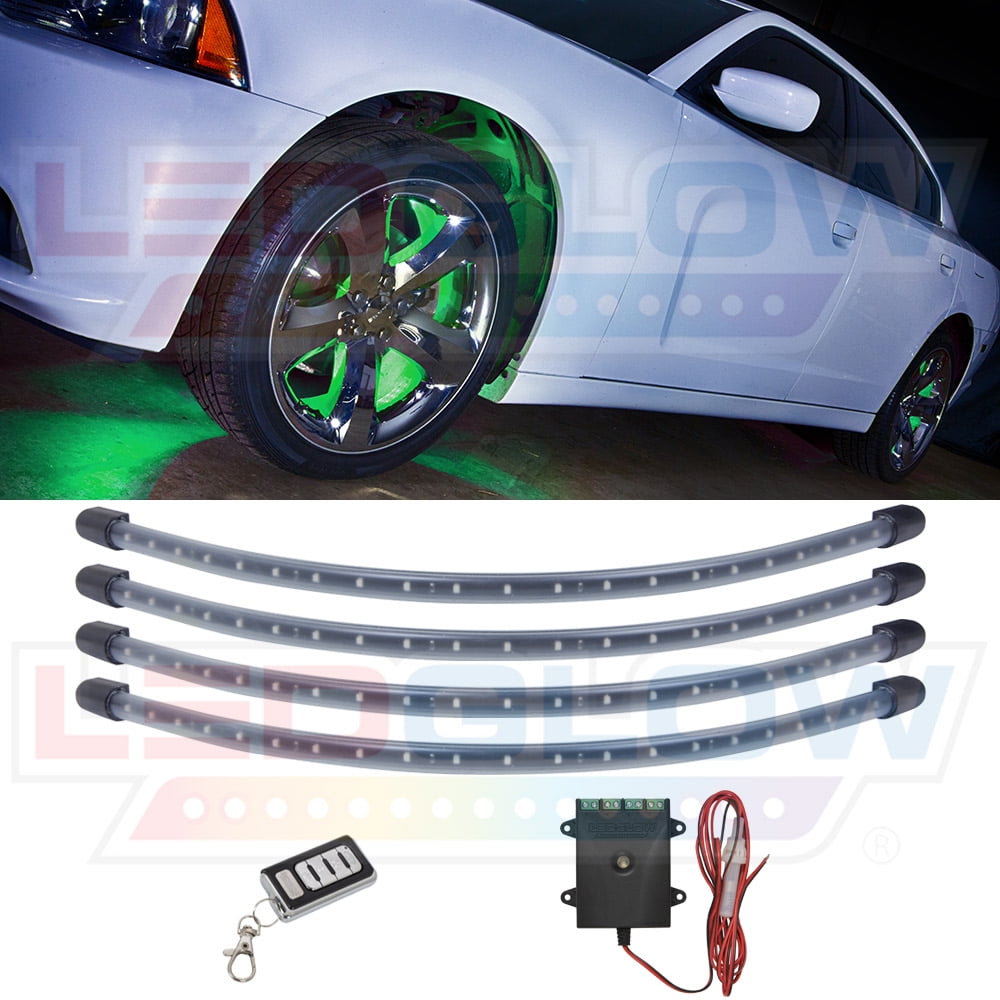 Ledglow 4pc Green Led Wheel Well Lighting Kit Walmart Com Walmart Com