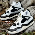 thumbnail image 1 of N I-K-E A i r-Jor-dan 4 Retro (GS) Shoes Pure Platinum Black FZ8585-070 Multi Size NEW, 1 of 6