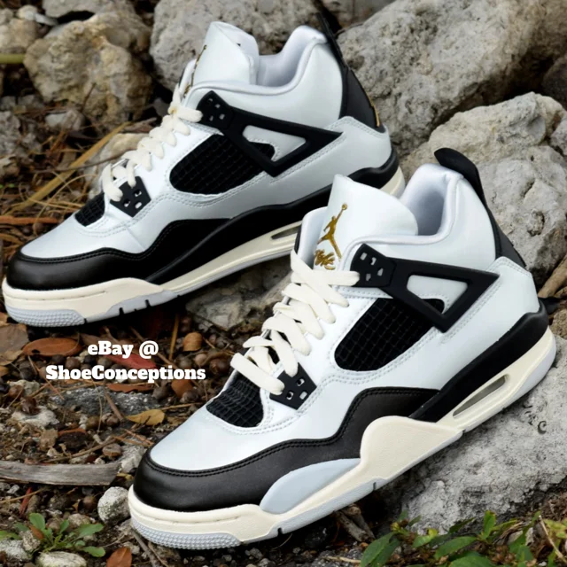 N I-K-E A i r-Jor-dan 4 Retro (GS) Shoes Pure Platinum Black FZ8585-070 Multi Size NEW