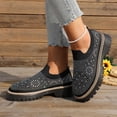 thumbnail image 3 of Rokment Women's Glitter Rhinestones Platform Walking Shoes Comfortable Slip on Socks Chunky Mid Heel Oxfords Casual Dress Fashion Sneakers Black Size 5.5, 3 of 7