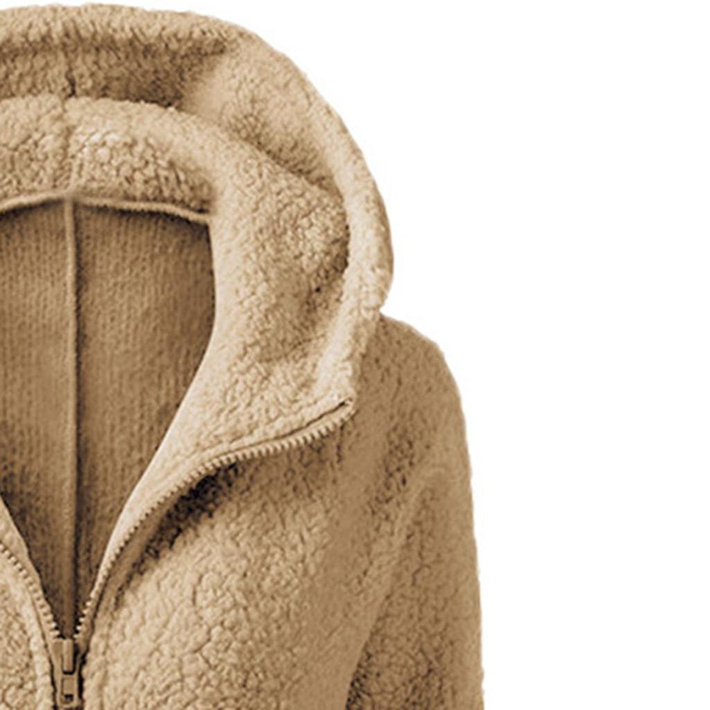 Fleece Zip Up Jacket Soft Warm Fuzzy Sherpa Lined Thick Winter Coats Lightweight Cotton Sweatshirts Jacket