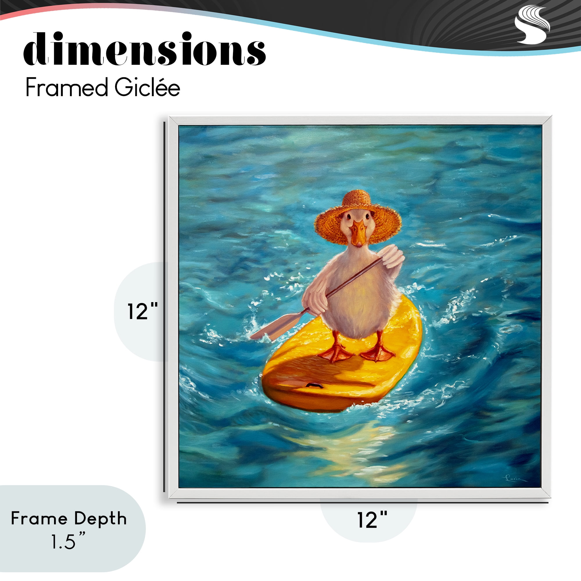 Stupell Industries The Paddler Duck with Straw Hat White Framed Giclee Art, design by Lucia Heffernan