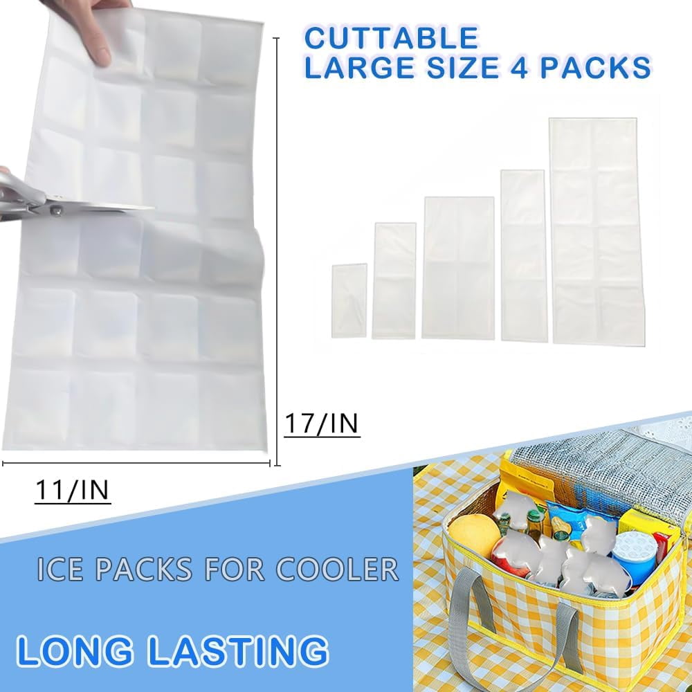 Ice Sheets for Coolers Reusable - Sheets - Ice Mat with Flexible 96 Ice Cube Packs - Ice Blanket Large Flat Freezer Long Lasting s for Cooler