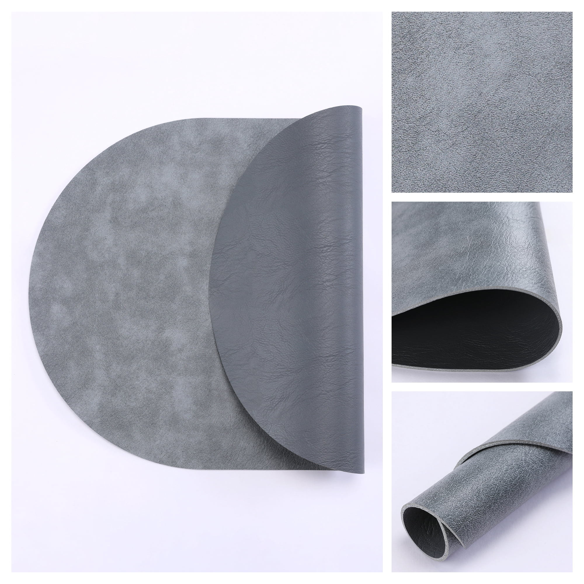 Unique Bargains 6pcs Oval Table Mats for Kitchen Green/Gray 17.3"x11.8"