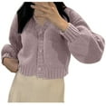 thumbnail image 2 of CaiJunJia Sweaters,Women's Fashion Button Keep Warm Long Sleeve Solid V-Neck Short Sweater, 2 of 6