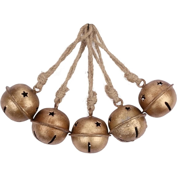Vivanta Vintage Gold Christmas Bells 2.5", Set of 5 – Gold Bells, Sleigh Bells & Christmas Bells for Decoration, Ideal Bell Ornaments for Crafts