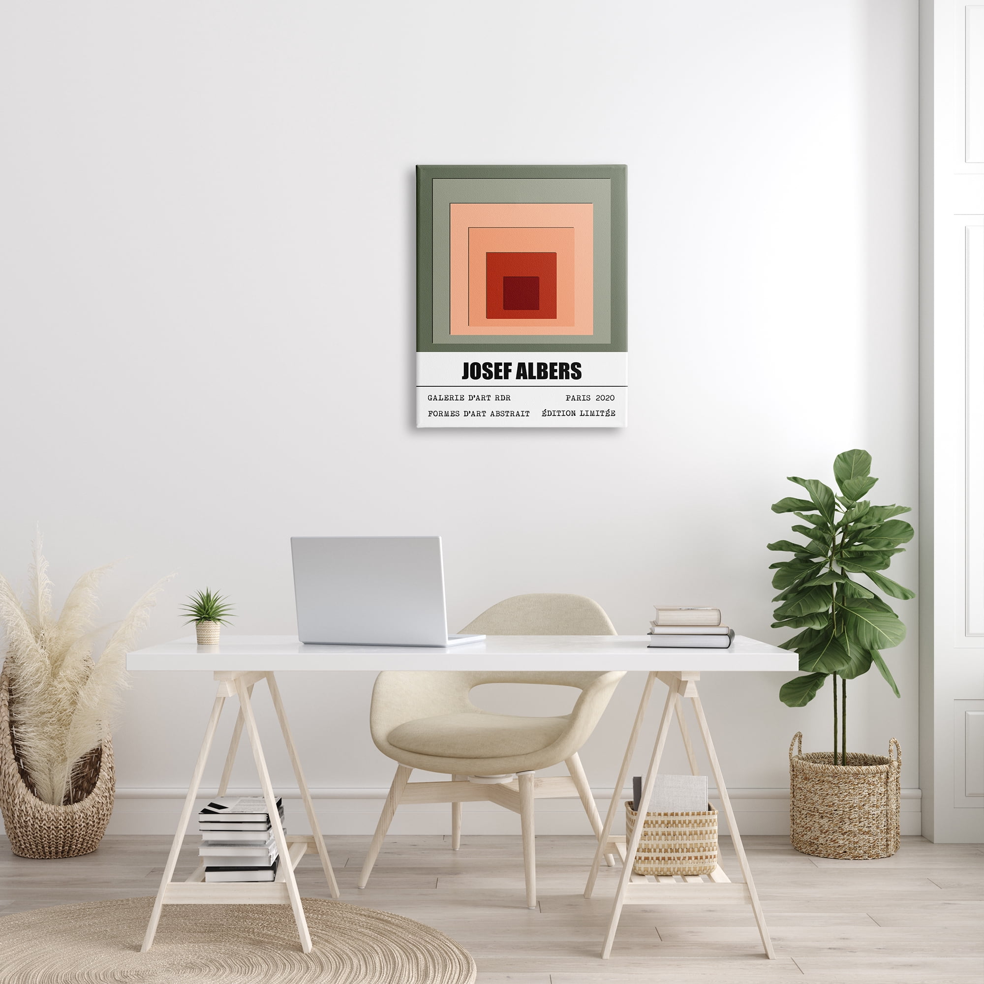 Stupell Industries Modern Albers Abstraction Layered Squares Red Blush Green, 24 x 30, Designed by Ros Ruseva