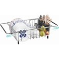 thumbnail image 1 of DPZM Expandable 304 Stainless Steel Dish Drying Rack,Dish Rack,L16.1-22.8''xW11.8''xH5.1'' Drying Rack Kitchen,Kitchen Sink Organizer,Over The Sink Dish Drying Rack with 1Pcs Black Chopstick Holder, 1 of 6