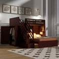 thumbnail image 4 of Harper & Bright Designs L-Shaped Bunk Bed Twin over Full Size with Wardrobe and Bookshelf, Storage Stairway Bunk Bed with USB Charging Station and LED Light for Bedroom, Espresso, 4 of 17