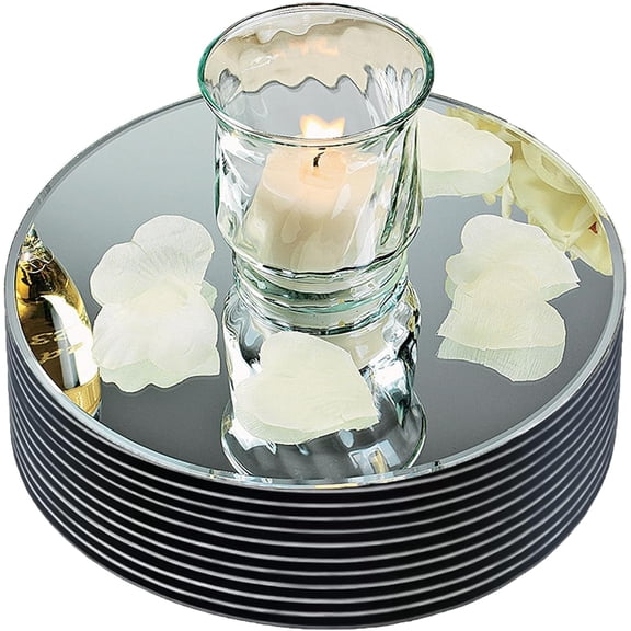 8" Round Mirror Centerpieces for Tables Decorations, 10 Pack Acrylic Circle Mirror Tray Candle Plate 2mm Thickness Mirror Centerpiece Table Decorations for Wedding Decorations Party, Wall Decor