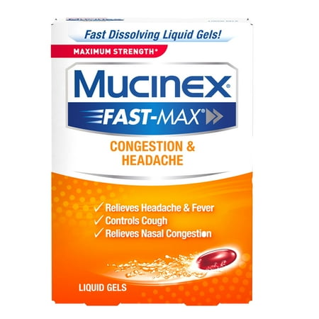 - Mucinex Fast-Max Max Strength, Congestion & Headache Liquid Gels, 16ct