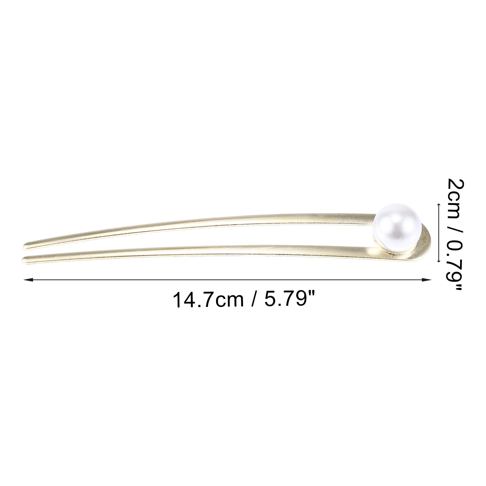 Unique Bargains Pearl U-shaped Hair Clips for Girls 5.79"x0.79"x0.75" 1 Pc Gold Tone