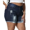 thumbnail image 4 of Gocolloa Womens Plus Size Jean Shorts Stretchy High Waisted Distressed Fold Hem Denim Shorts Gray Blue 22W, 4 of 4