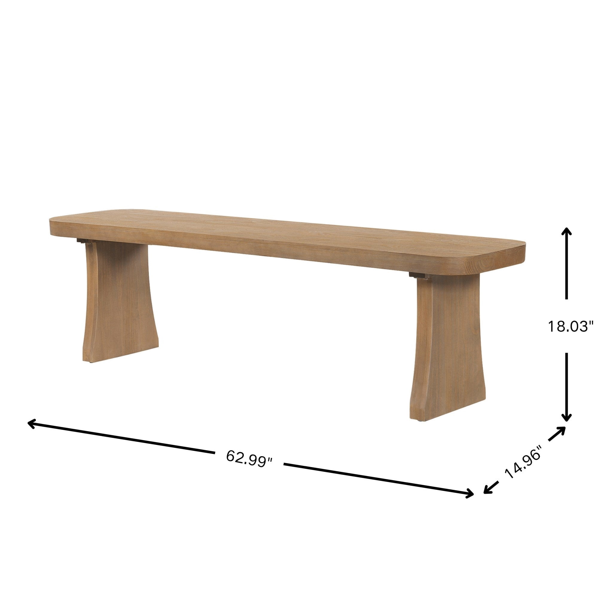 Sailvan 63" Solid Pine Wood Dining Bench Modern Farmhouse Kitchen Seating for 3 People,350lbs Capacity,Natural Wood-A