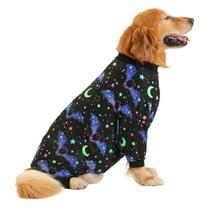HDE Dog Pajamas One Piece Jumpsuit Lightweight Dog PJs Shirt for S-3XL Dogs Starry Bats L
