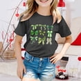 thumbnail image 2 of T-shirts Filles Été Col Rond Manches Courtes Nœud Imprimé Coupe Décontractée Basiques Hauts Filles Noir 6-7 Ans, 2 of 4