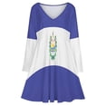 thumbnail image 3 of El Salvador Flags Long Sleeve Dresses For Women Vintage Elegant Party Dress Oversized V-neck Dress S-8XL, 3 of 7