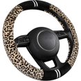 thumbnail image 4 of Leopard Print Steering Wheel Cover,Cheetah Velvet Cloth,Smooth Touching,Breathable,Universal 15 inch,Beige (leo01), 4 of 4