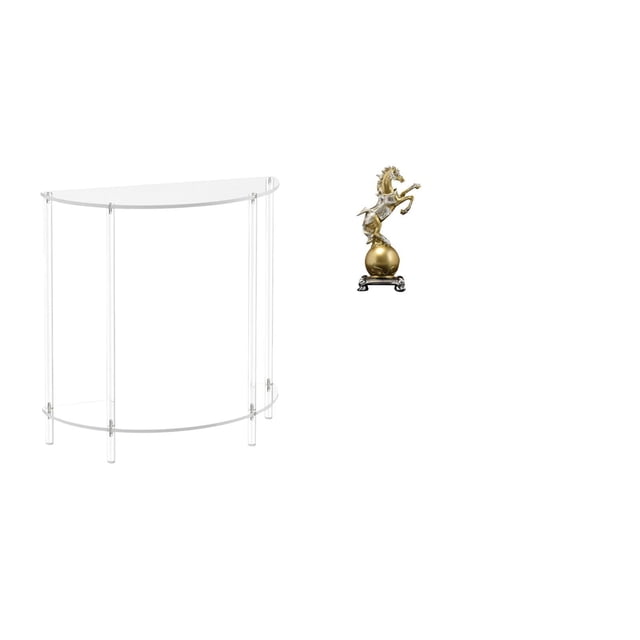 Mesita de noche de acrílico,Mesa auxiliar de acrílico transparente Mesa auxiliar transparente en capas,Figura de escritorio,Estantería con estatua de caballo para escritorio,oficina y