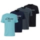thumbnail image 1 of s.Oliver Camiseta para hombre, pack de 4 - básica, estampado logo, cuello redondo, algodón Azul claro/Azul oscuro/Gris oscuro/Negro XL (X-Large), 1 of 7