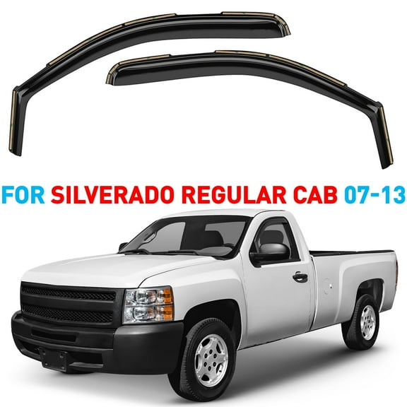 GrandWheel Co Smoke Tinted In-channel Side Window Vent Visor Deflectors Rain Guards Compatible with Chevrolet (Chevy) Silverado/GMC Sierra 2007-2013 Regular Cab - 2 pcs. GW0901