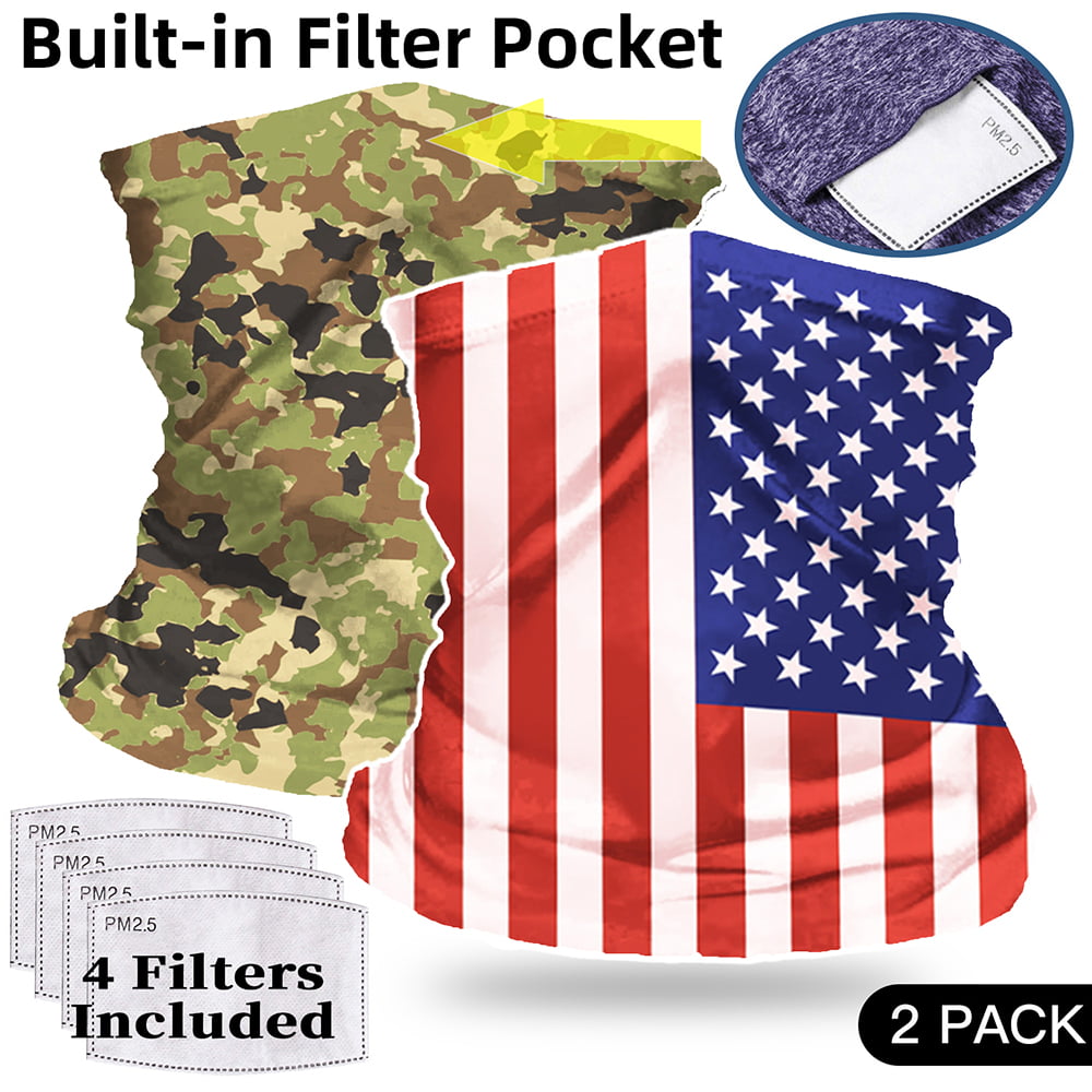Details about   Seamless Face Cover-Bandana-Neck Gaiter-Scarf-Face Protection-American Flag 