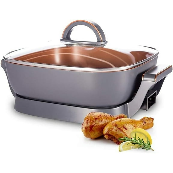 Non stick pot, lid Extra Deep Nonstick Scratch Resistant Electric Skillet with Removeable