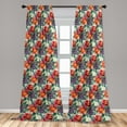 thumbnail image 4 of Ambesonne Floral Curtains, Flower Nature Botanical Plot, Pair of 28"x95", Pale Orange and Reseda Green, 4 of 5