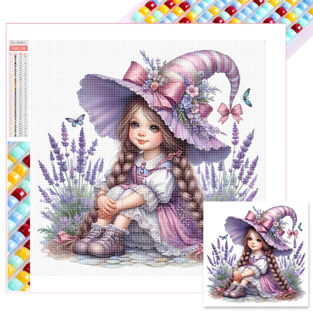 Kit Con Cuentas Cuadradas 5D DIY para Niña Pared Del Arte 35x35cm