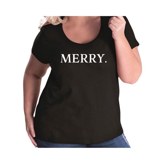 MERRY Womens Plus Size Scoopneck Tee