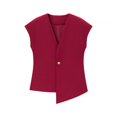 thumbnail image 4 of Gpoecd Débardeurs à Col en V pour Femmes Mode Débardeur Polyvalent Coupe Ajustée Design Asymétrique Camisole Décontractée pour Usage Quotidien Camisoles pour Femmes Rouge,P, 4 of 4